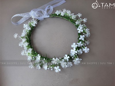 Cành hoa bi sao to màu trắng [Hoa dày - Dài 70cm] CANHHOA-04